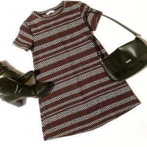 Zara Chevron Patterned Short Sleeve Tent Dress